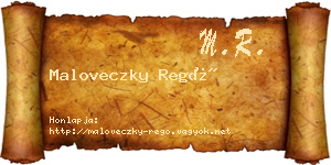 Maloveczky Regő névjegykártya